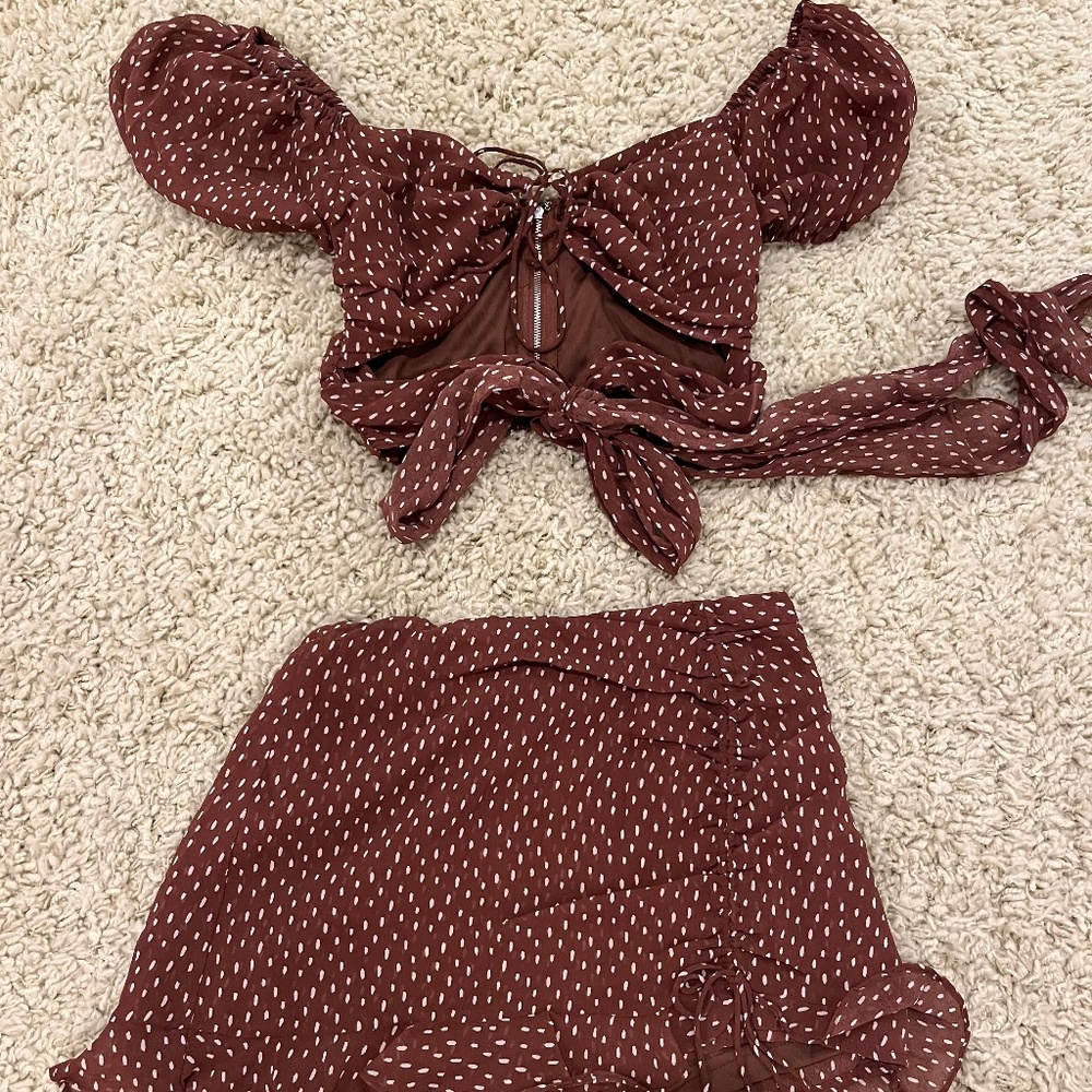 brown two piece set